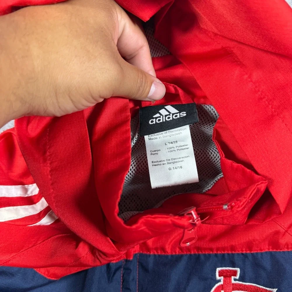 Adidas St. Louis Cardinals Kids L 14/16 Red Full Zip Hooded Windbreaker Jacket